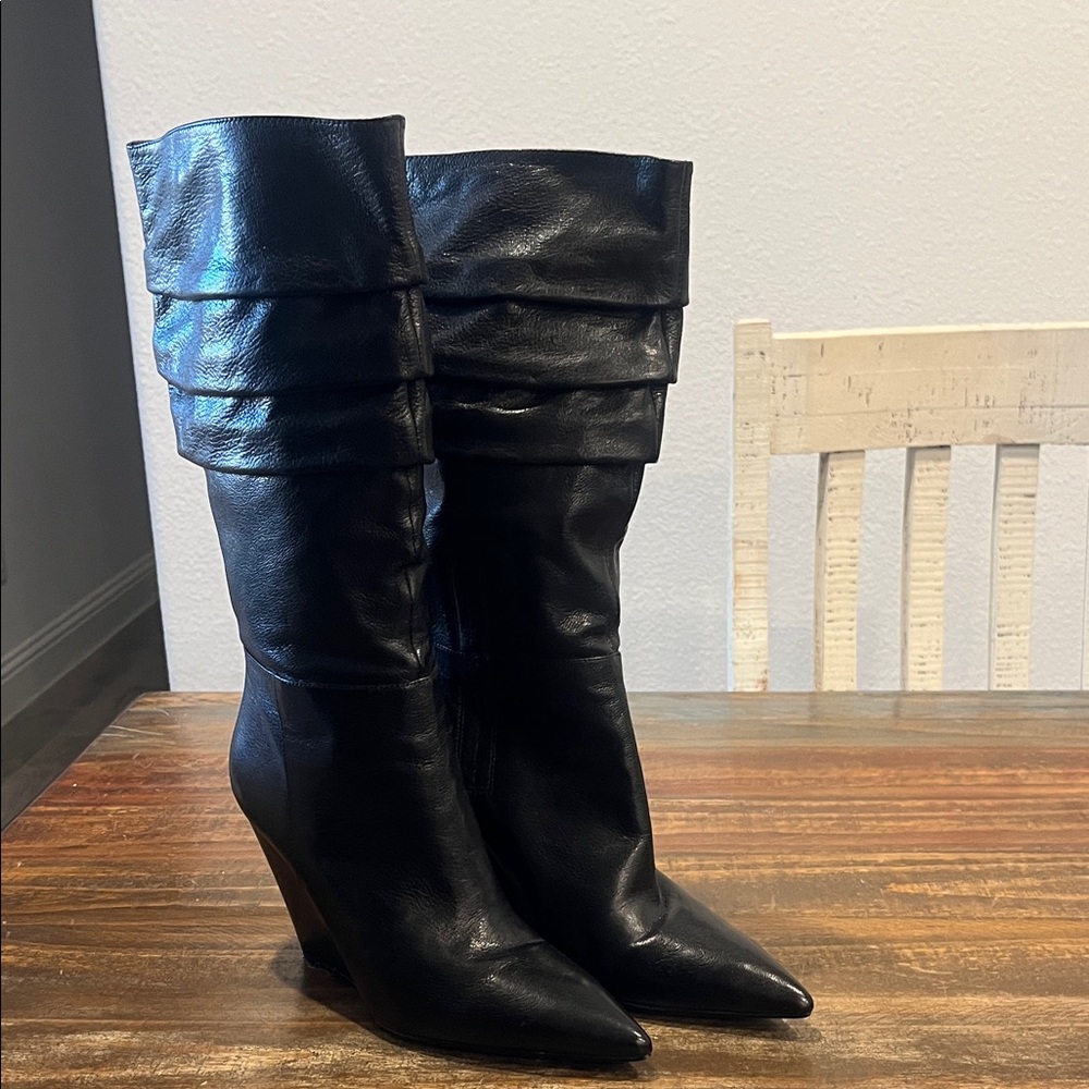 Nine West Black Heeled Boots Like New!!